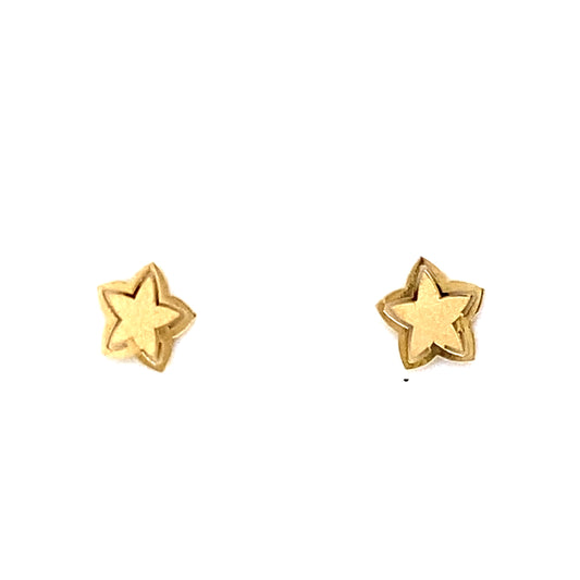 14K Yellow Gold Baby Satin Star Stud Earrings