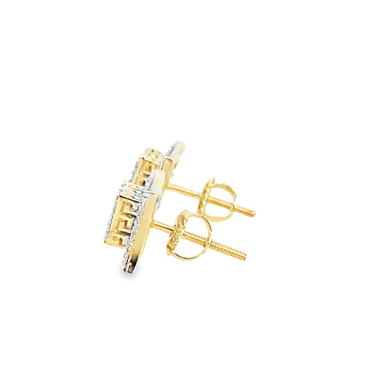 0.25Ctw 10K Yellow Gold Diamond Square Stud Earrings