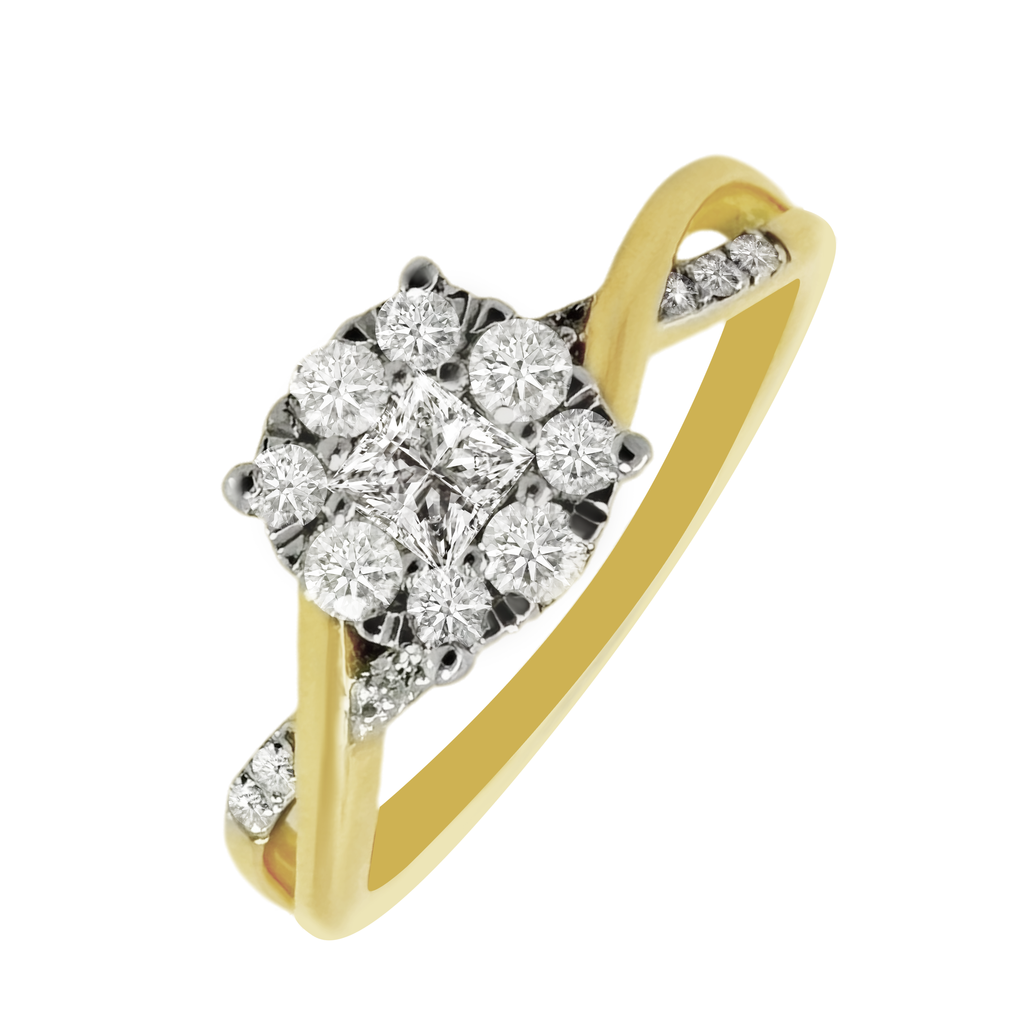 0.30Ctw 10K Yellow Gold Diamond Engagement Rings Size 7 1.6Dwt