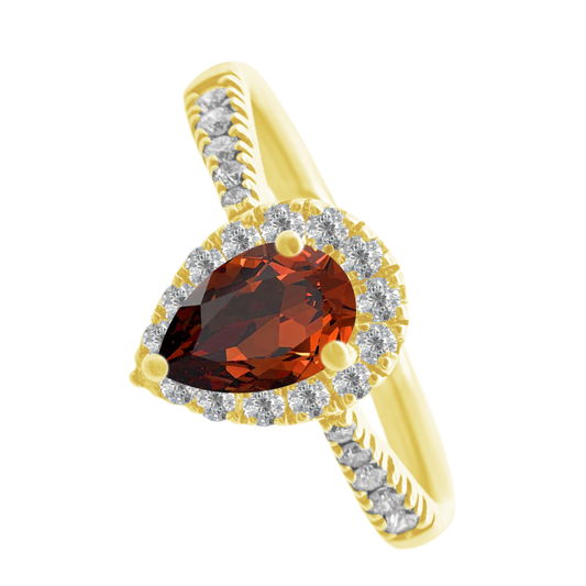 0.51 Gapr 0.20 Dird 14K Yellow Gold Garnet & Dia Ring Size 7 1.6Dwt