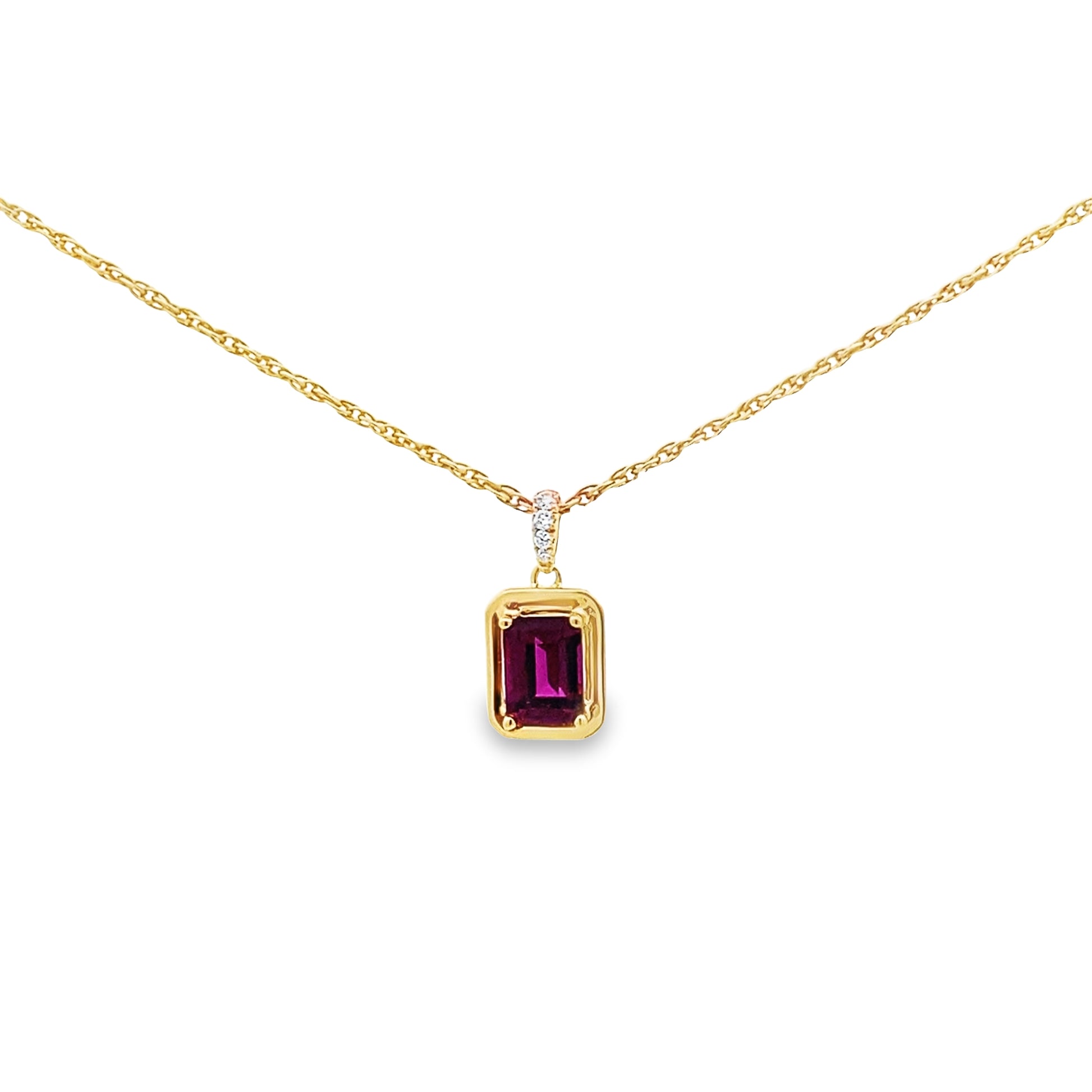 1.33 Rggt/0.04 Ctw Dird 14K Yellow Gold Rhodolite Garnet & Dia Pendant 0.8Dwt