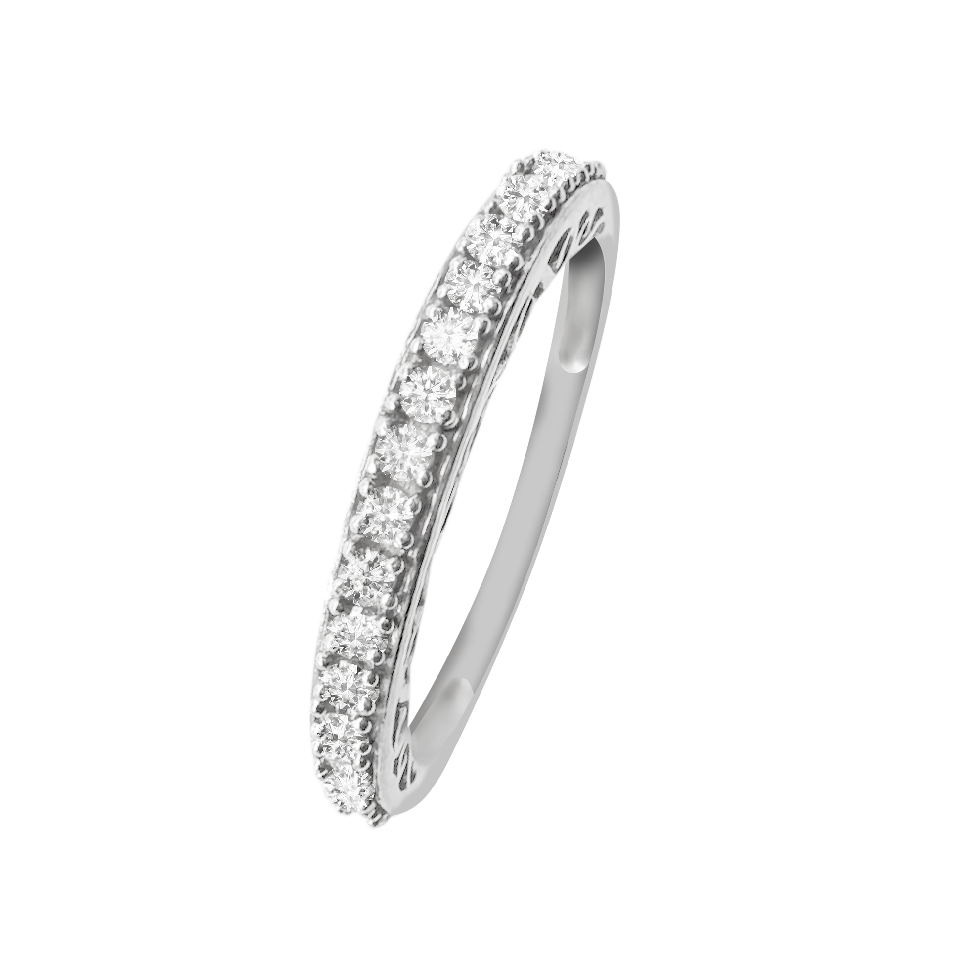 10K White Gold Diamond Wedding Band Size 6.75 1.0Dwt