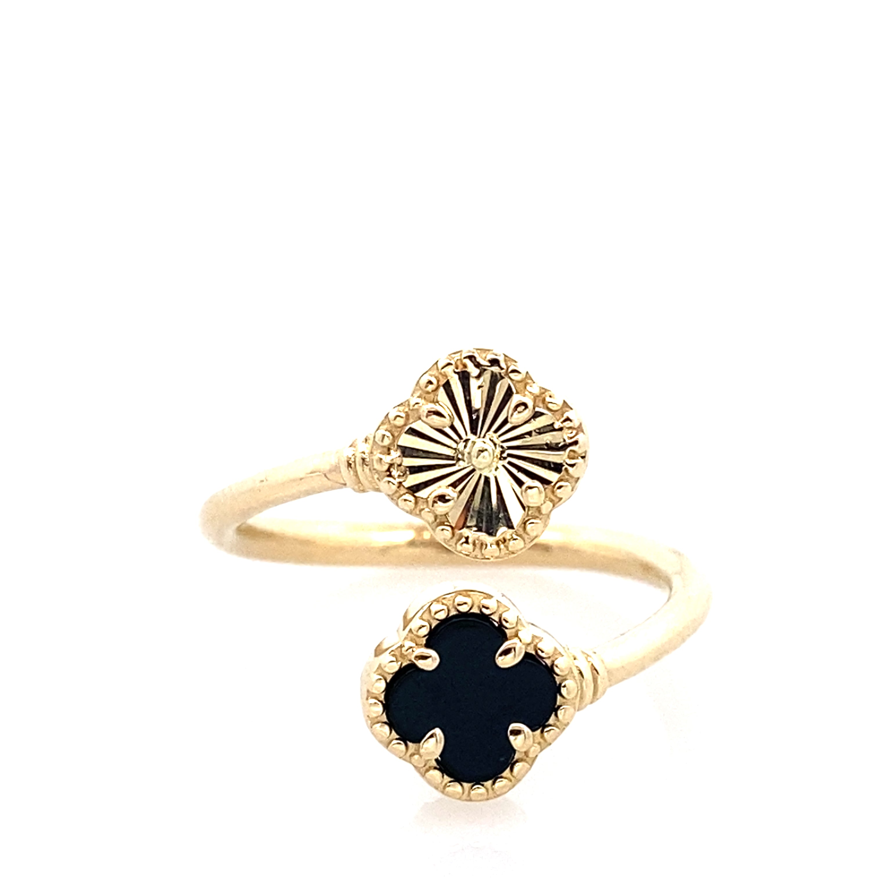 14K Yellow Gold Two Color Flowers Ring Size 7  2.0Dwt