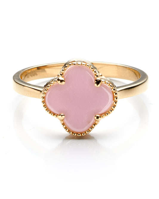 14K Yellow Gold Pink Stone Flower Ring Size 7 1.3Dwt