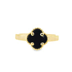 14K Yellow Gold Onyx Flower Ring Size 7 1.3Dwt