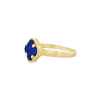 14K Yellow Gold Small Royal Blue Flower Ring Size 7 1.2Dwt