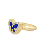 14K Yellow Gold Royal Blue Butterfly Ring Size 7 1.6Dwt