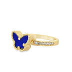 14K Yellow Gold Royal Blue Butterfly Ring Size 7 1.8Dwt