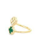 14K Yellow Gold Green & Gold Flowers Ring Size 7 2.0Dwt