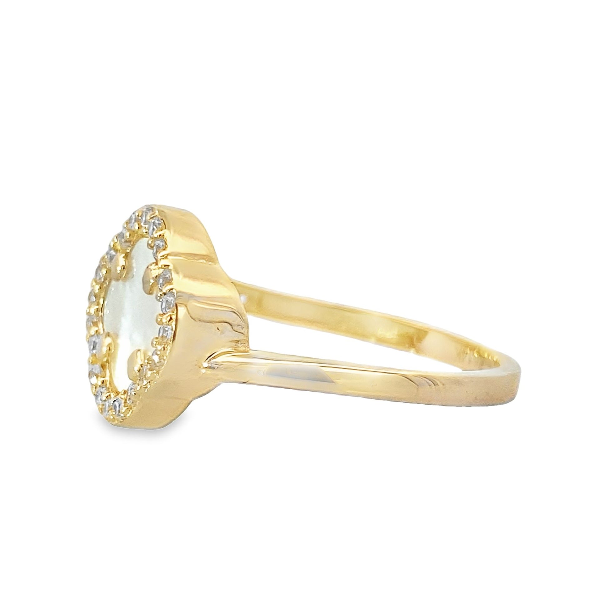 14K Yellow Gold Mother Of Pearl Flower Ring Size 7 1.3Dwt