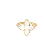 10K Yellow Gold Mother Of Pearl Flower Ring Size 7