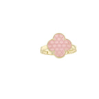 14K Yellow Gold Pink Flower Ring Size 7 1.3Dwt