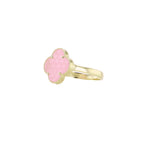 14K Yellow Gold Pink Flower Ring Size 7 1.3Dwt