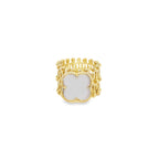 10K Yellow Gold White Flower Fashion Expandable Rings Size 7 8.8Dwt
