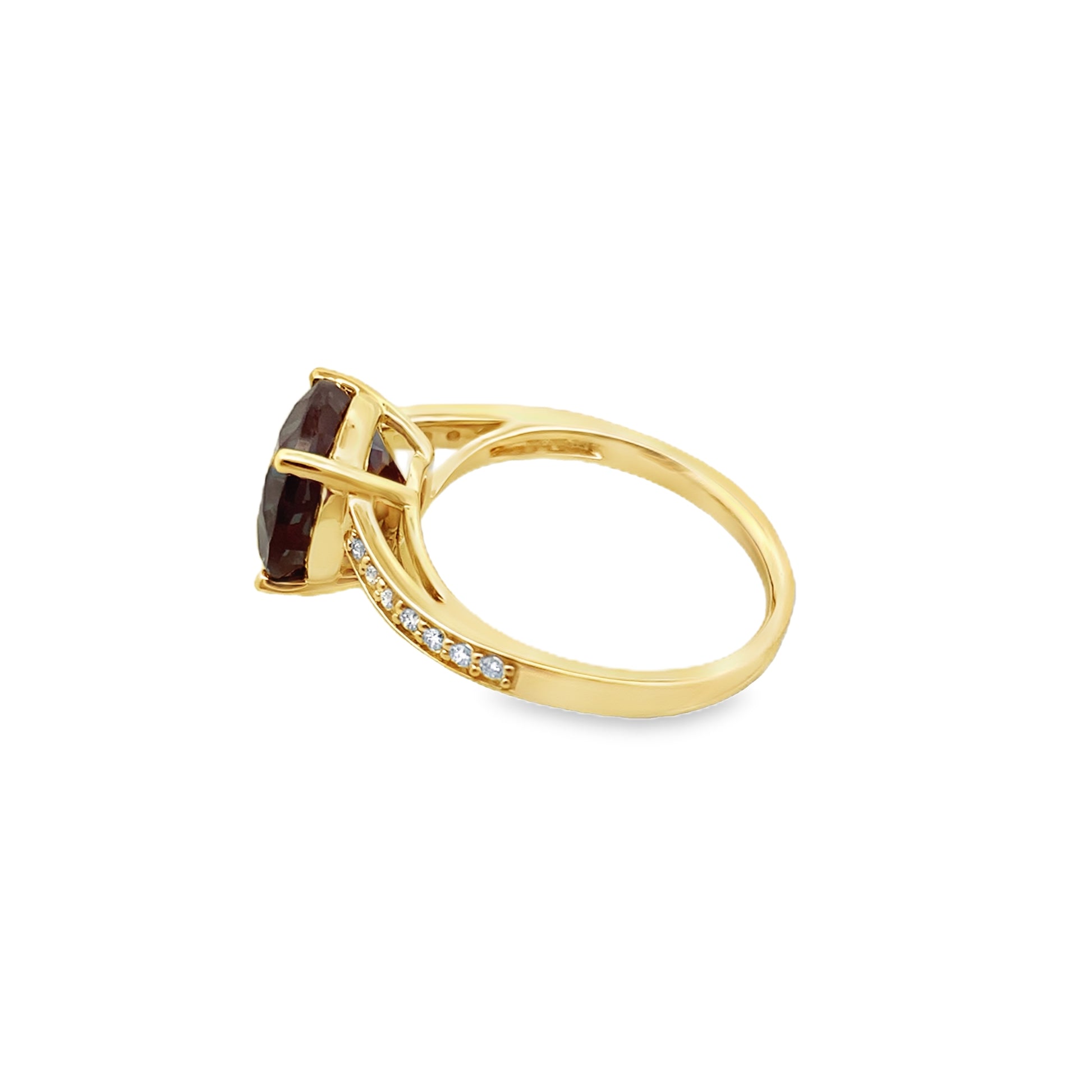 0.14 Ctw Diamond 5.49 Ctw Lab Created Alexandrite 14K Yellow Gold Ring Size 7 2.6Dwt
