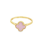 14K Yellow Gold Pink Flower Fashion Ring Size 8.5 1.1Dwt