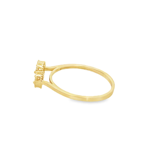 14K Yellow Gold Pink Flower Fashion Ring Size 8.5 1.1Dwt