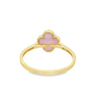 14K Yellow Gold Pink Flower Fashion Ring Size 8.5 1.1Dwt