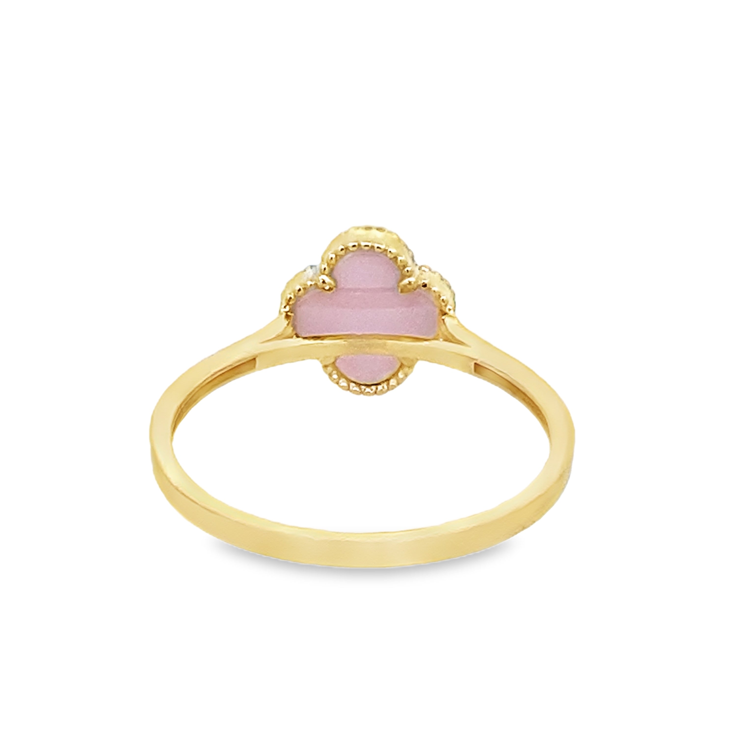 14K Yellow Gold Pink Flower Fashion Ring Size 8.5 1.1Dwt