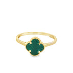 14K Yellow Gold Green Flower Fashion Ring Size 8.5  1.0Dwt