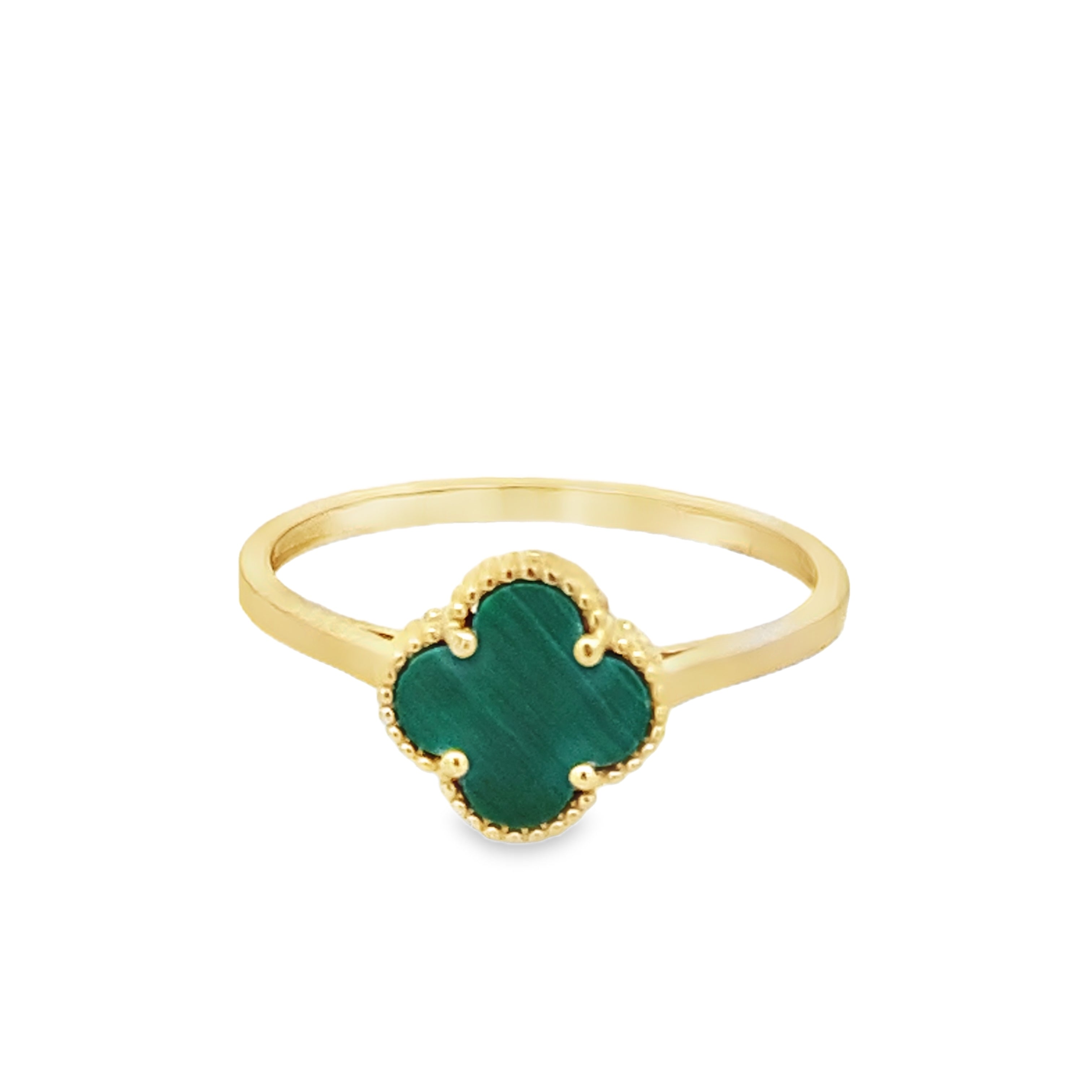 14K Yellow Gold Green Flower Fashion Ring Size 8.5  1.0Dwt