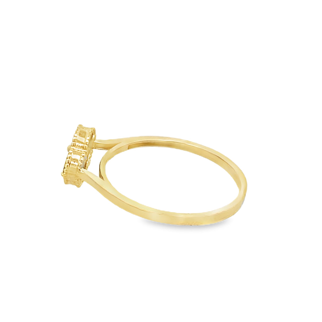 14K Yellow Gold Green Flower Fashion Ring Size 8.5  1.0Dwt