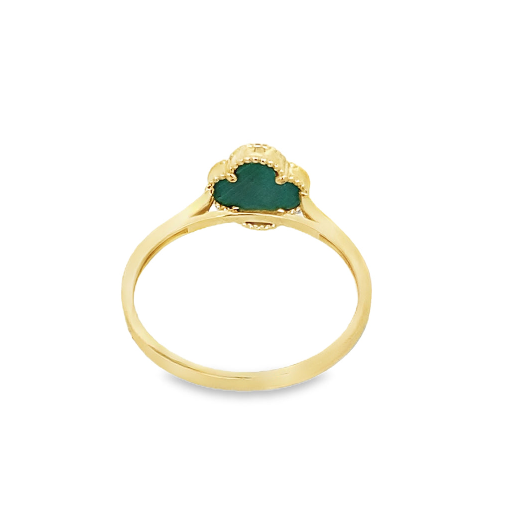 14K Yellow Gold Green Flower Fashion Ring Size 8.5  1.0Dwt