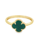 14K Yellow Gold Green Flower Fashion Ring Size 6.5  0.8Dwt