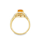 0.35Ctw Diamond 1.75Ctw Citrine 14K Yellow Gold Oval Ring Size 7 2.4Dwt