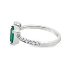 1.20Ct Rd/Bgt/Em 18K White Gold Diamond & Emerald Fashion Ring Size 7 2.0Dwt