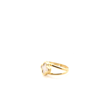 14K Yellow Gold Mother Of Pearl Flower Ring  Size 8 1.5Dwt