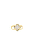 14K Yellow Gold Mother Of Pearl Flower Ring  Size 8 1.5Dwt