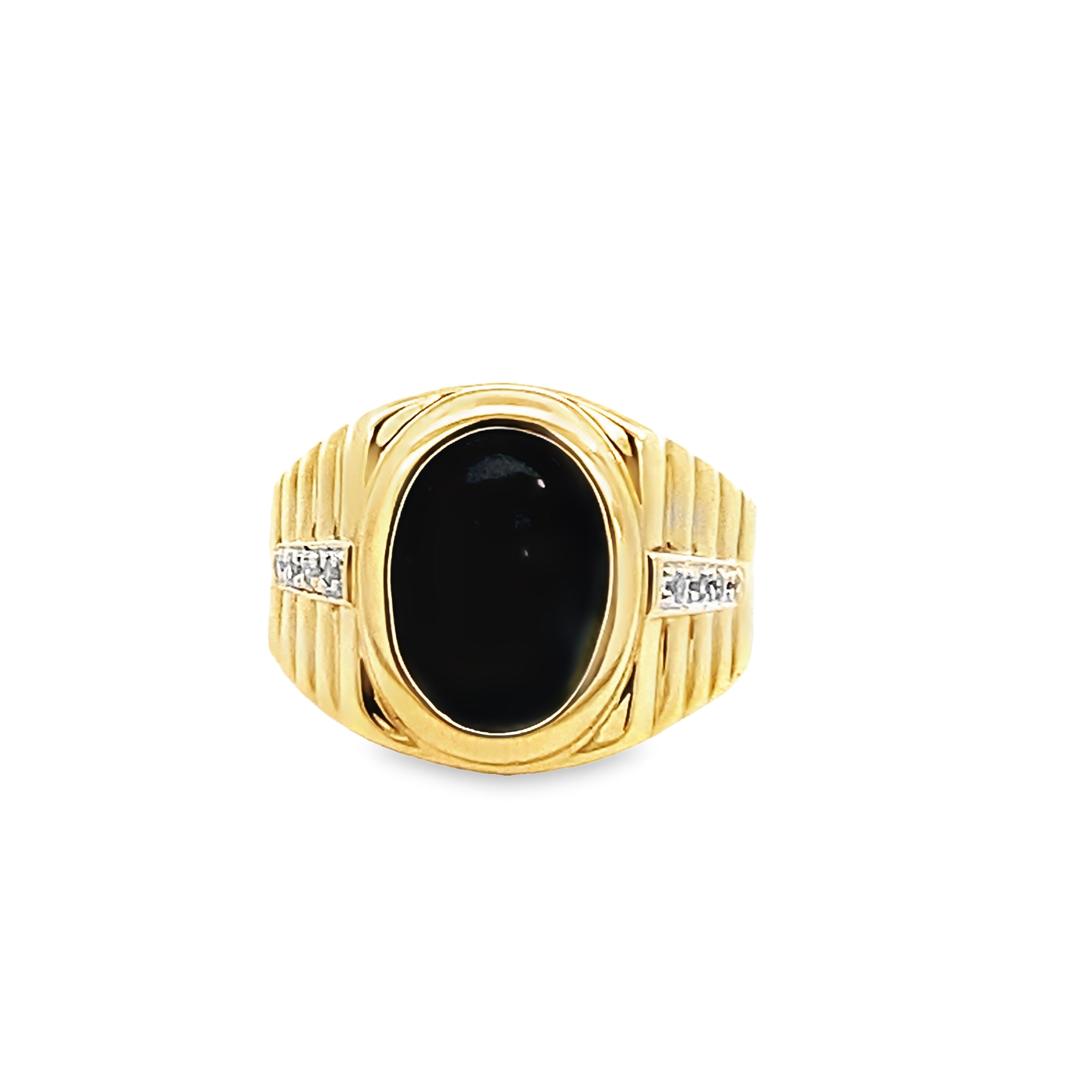 10K Yellow Gold Onyx Ring Size 7.5 3.7Dwt