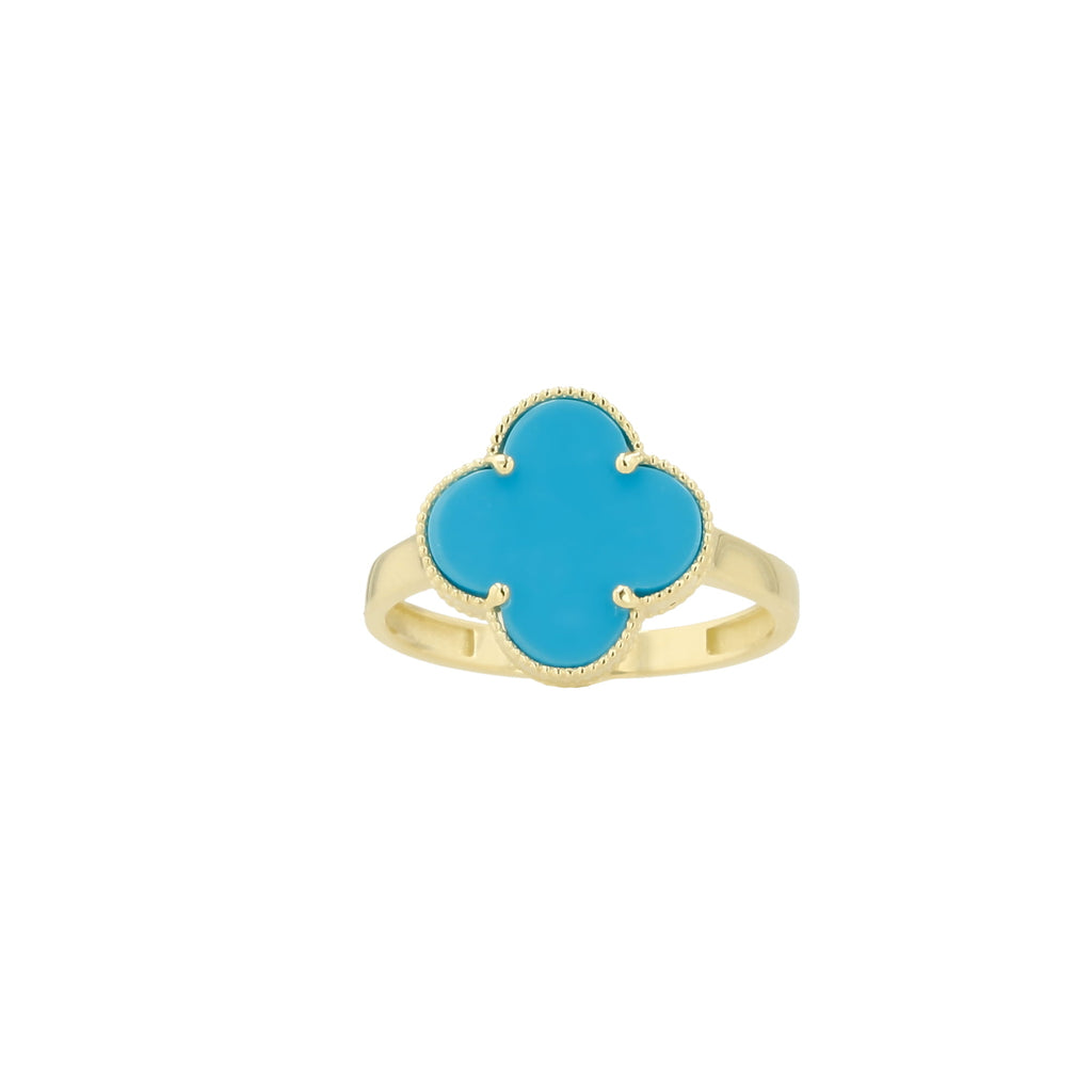 10K Yellow Gold Blue Flower Ring Size 7 1.3Dwt