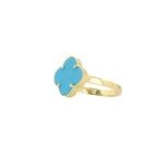 10K Yellow Gold Blue Flower Ring Size 7 1.3Dwt