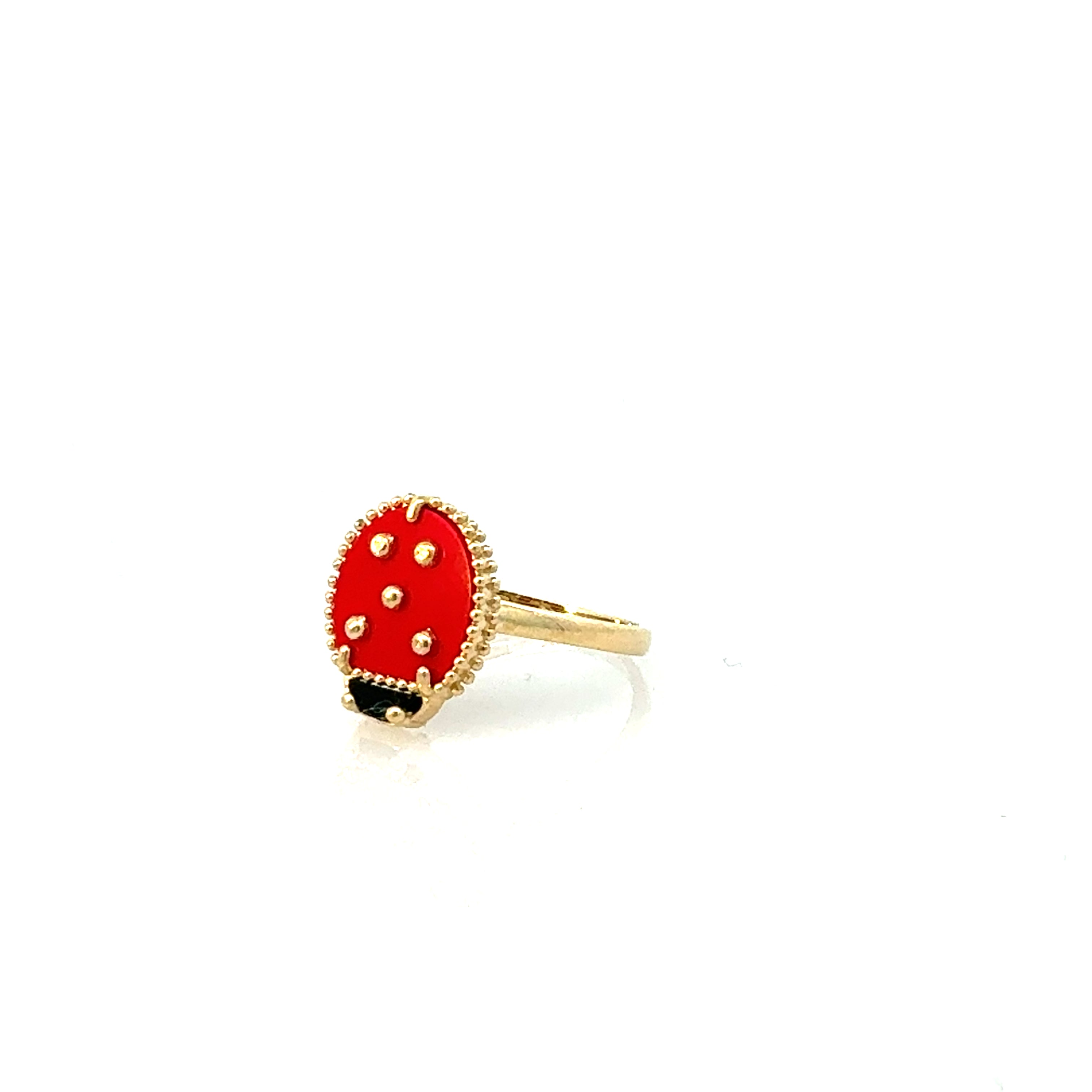 10K Yellow Gold Medium Ladybug Ring Size 7 1.5Dwt