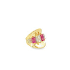 10K Yellow Gold Pink & White Stones Fashion Ring Size 6.5 2.0Dwt