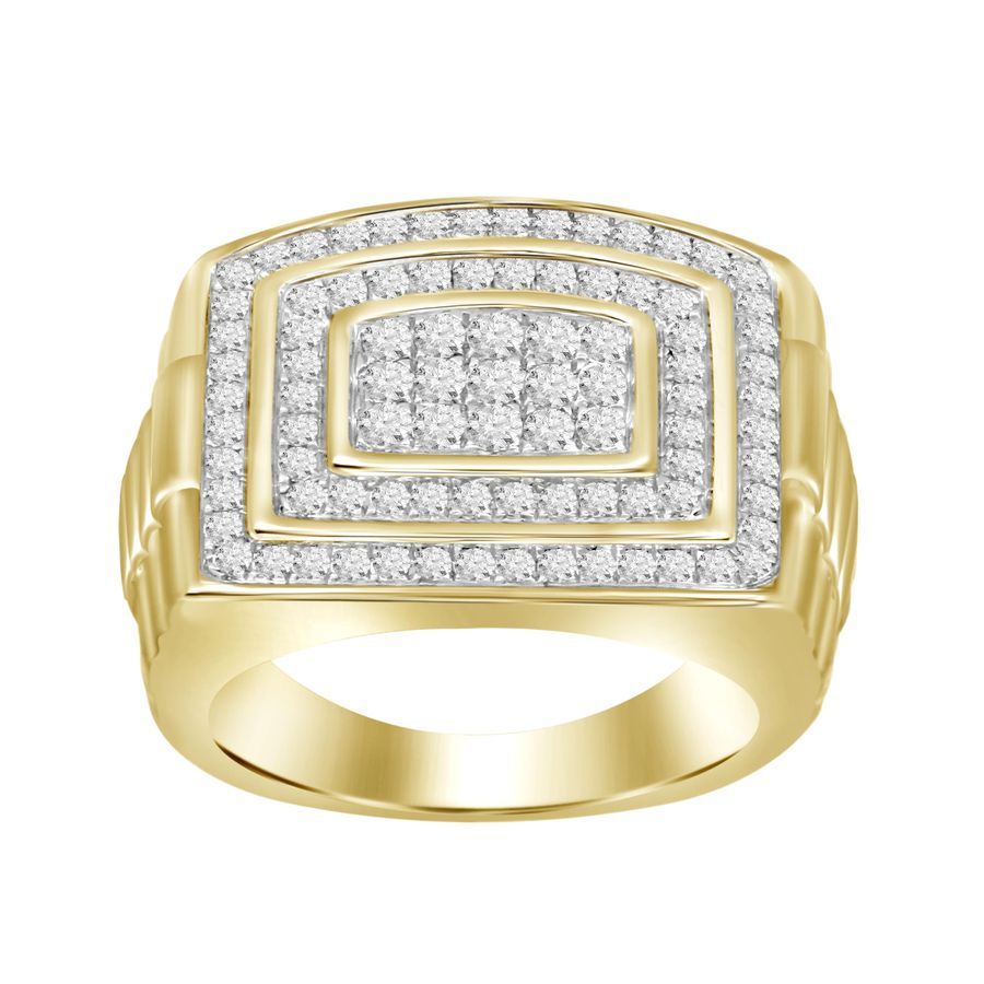 MEN'S RING 1.00CT ROUND DIAMOND 10K YELLOW GOLD