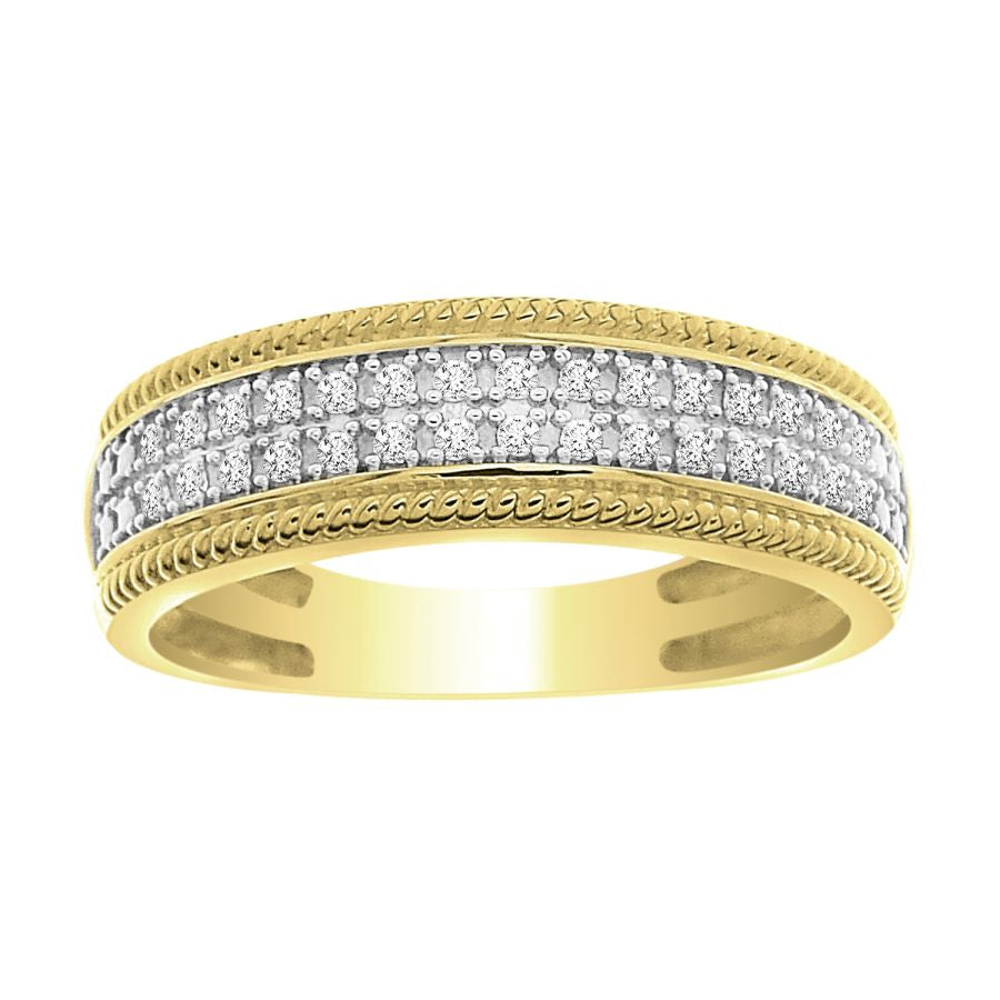 MEN'S BAND 0.20CT ROUND DIAMOND 10K YELLOW GOLD