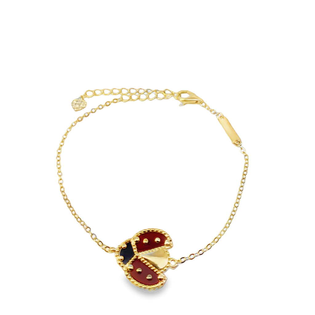 10K Yellow Gold Ladybug Bracelet 6In +2In Ext 1.7Dwt