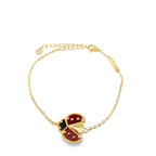 10K Yellow Gold Ladybug Bracelet 6In +2In Ext 1.7Dwt
