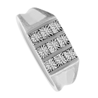0.15Ct 10K White Gold Mens Diamond Square Fashion Rings Size 10 3.9Dwt