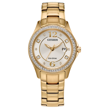 Citizen Crystal Eco Drive Ladies Watch (Fe1147-79P) Gold Tone