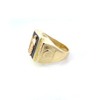 14K Two Tone Gold Cz Onyx Saint Jude Mens Ring Size 10 7.4Dwt