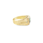 14K Yellow Gold Green Stone Mens Fashion Ring Size 10 4.6Dwt