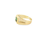 14K Yellow Gold Green Stone Mens Fashion Ring Size 10 4.6Dwt