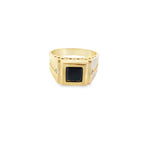 14K Yellow Gold Green Stone Mens Fashion Ring Size 10 4.5Dwt