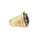 14K Yellow Gold Mens Black Stone Crown Ring Size 10 7.4Dwt