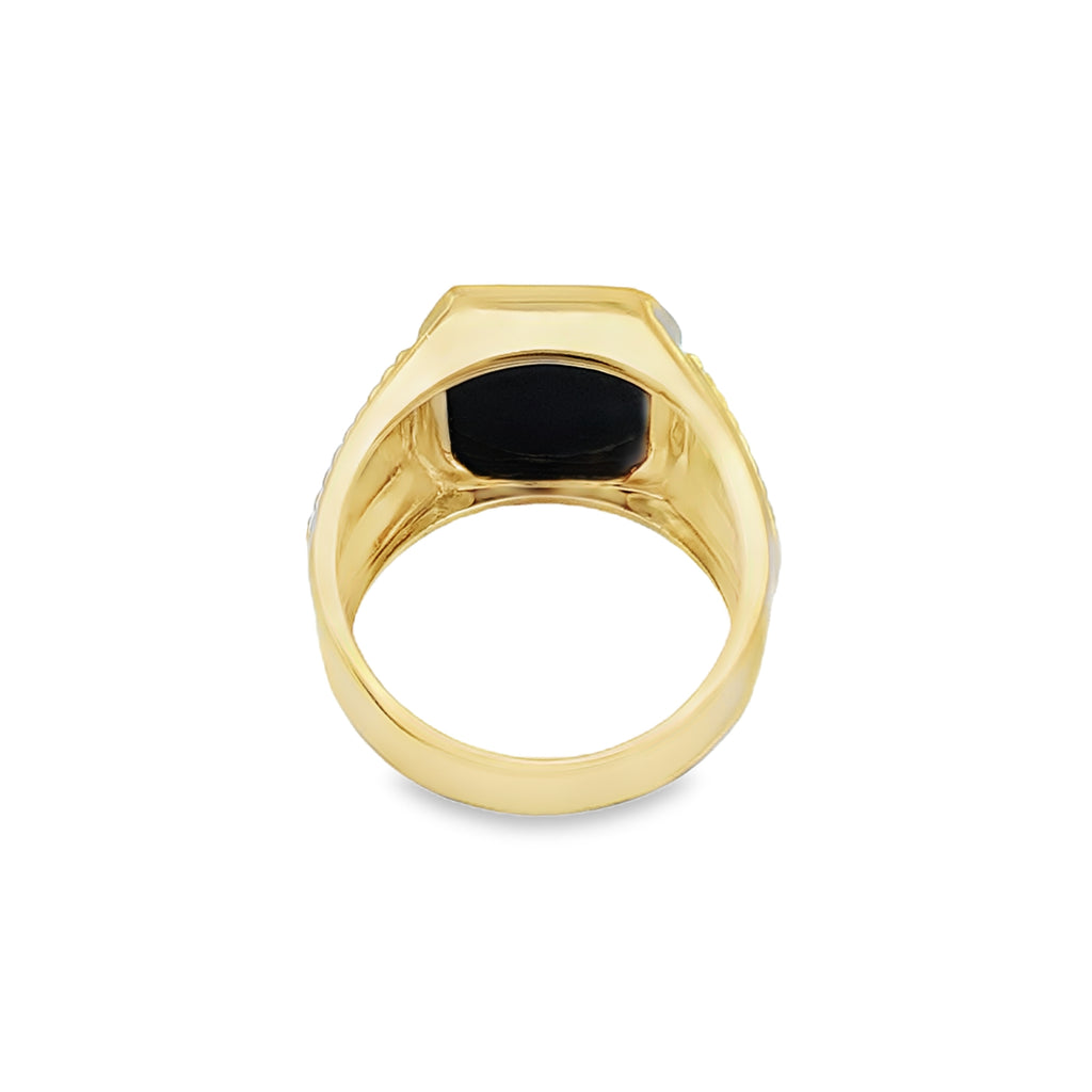 14K Yellow Gold  Onyx Fashion Mens Ring Size 11 6.9Dwt