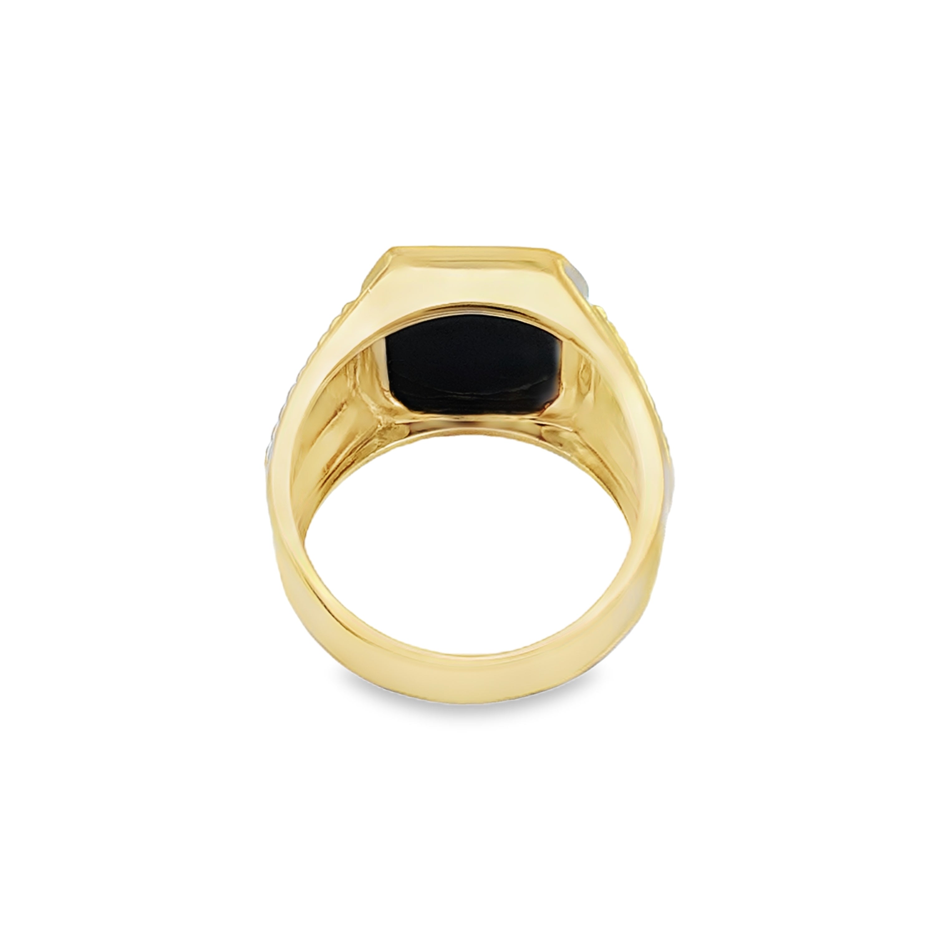 14K Yellow Gold  Onyx Fashion Mens Ring Size 11 6.9Dwt
